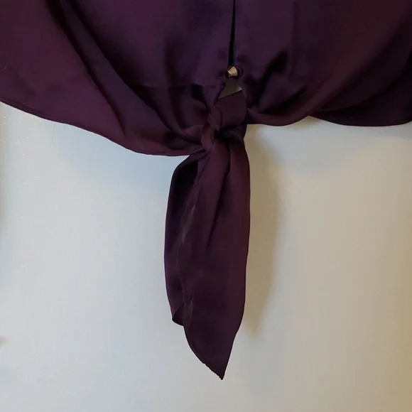 100% Silk Antonio Melani Purple Long Sleeve Blouse - Picture 3 of 6